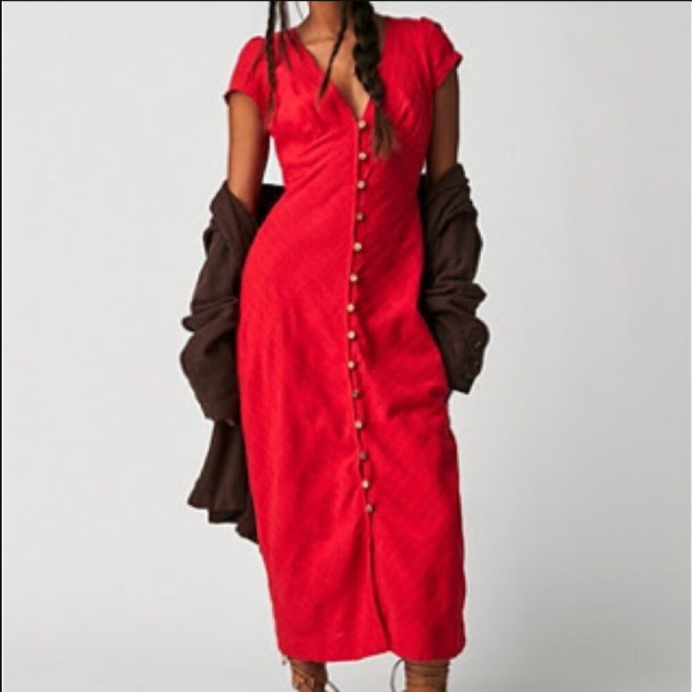 Free People Red Midi Dress ❤️
